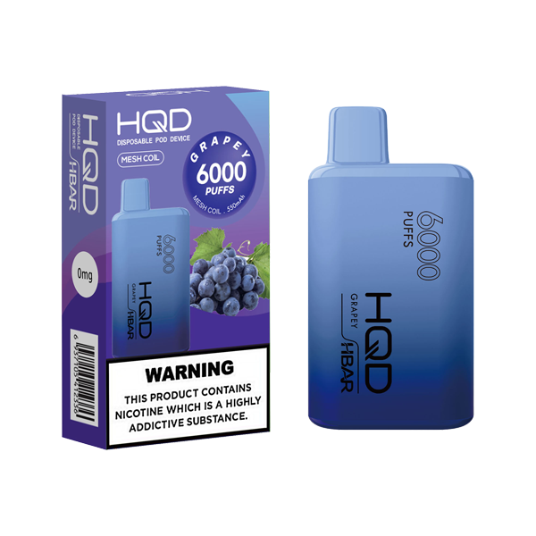 0mg HQD HBAR 6000 Puffs Disposable Vape box of 10
