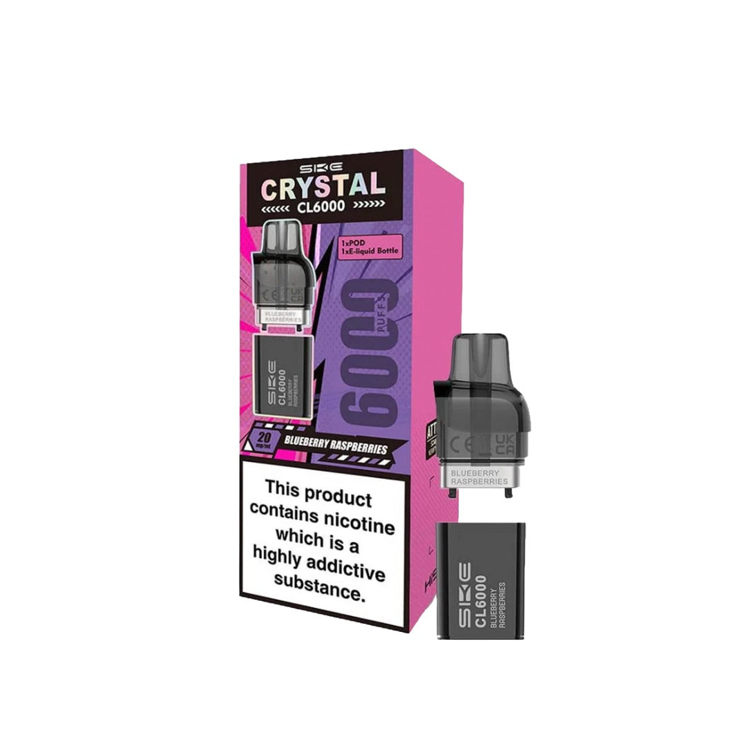 SKE Crystal CL6000 20mg Replacement Prefilled Pods 2ml 1200 Puffs - 2 Pcs