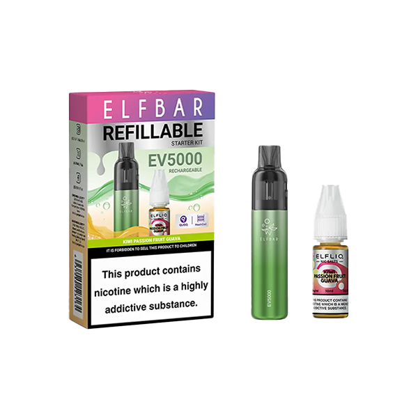 Elf Bar EV5000 Puffs Disposable Vape Kit + 20mg ElfLiq Salt