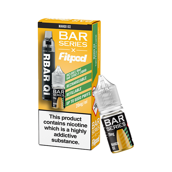 20mg Bar Series x Fitpod RBAR QI 6000 Puffs Vape & 10ml Nic Salt UK