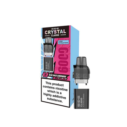 SKE Crystal CL6000 20mg Replacement Prefilled Pods 2ml 1200 Puffs - 2 Pcs