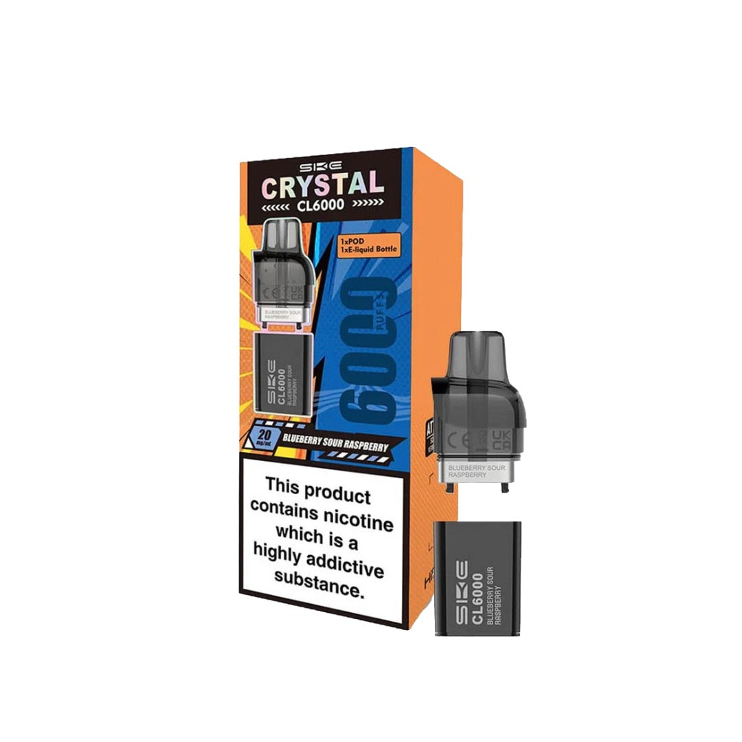 SKE Crystal CL6000 20mg Replacement Prefilled Pods 2ml 1200 Puffs - 2 Pcs