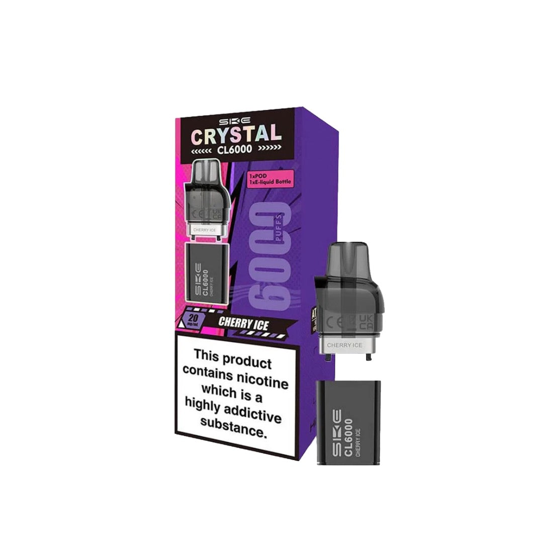 SKE Crystal CL6000 20mg Replacement Prefilled Pods 2ml 1200 Puffs - 2 Pcs