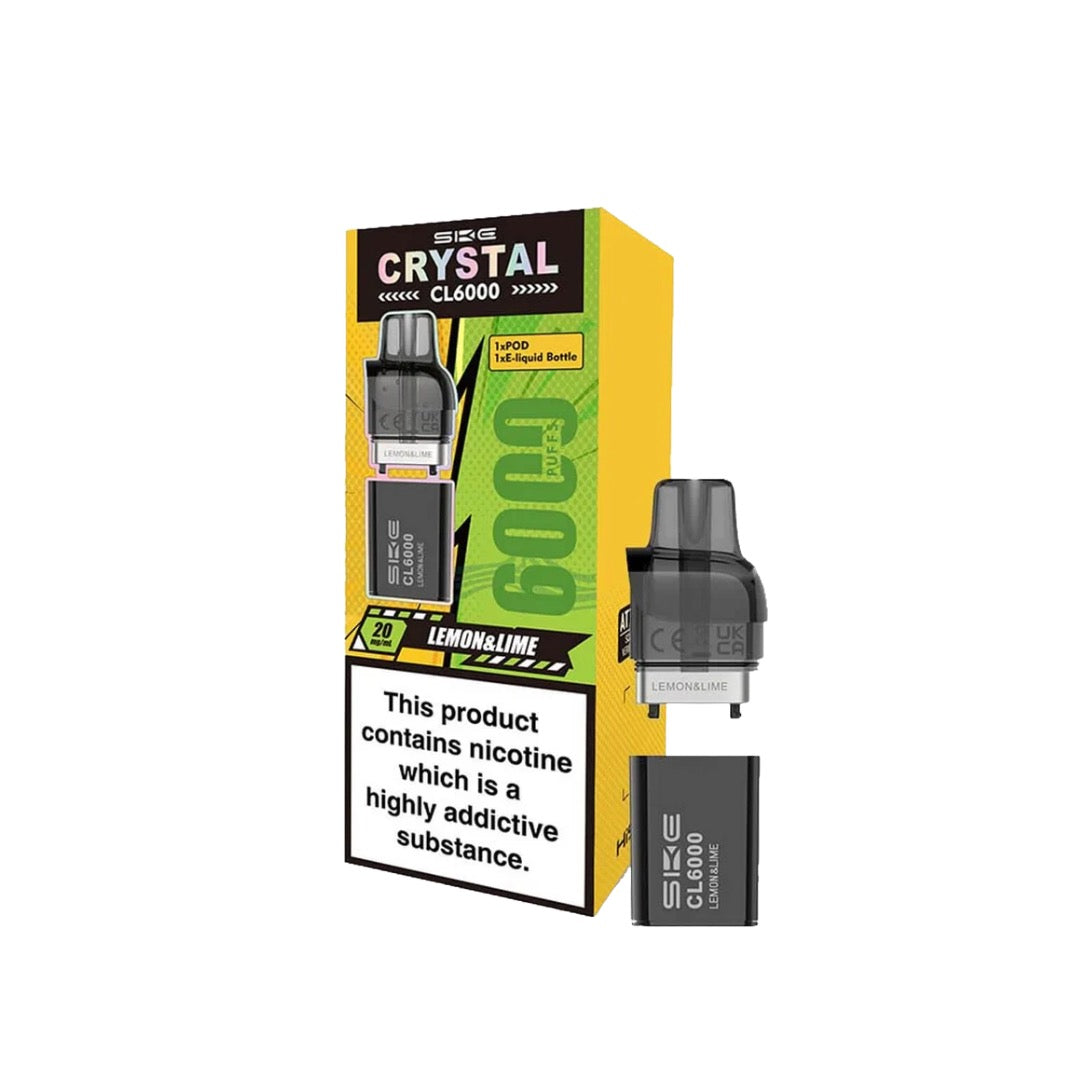 SKE Crystal CL6000 20mg Replacement Prefilled Pods 2ml 1200 Puffs - 2 Pcs