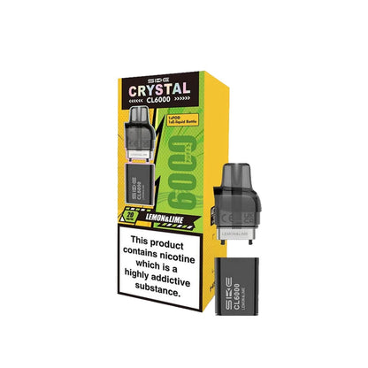SKE Crystal CL6000 20mg Replacement Prefilled Pods 2ml 1200 Puffs - 2 Pcs