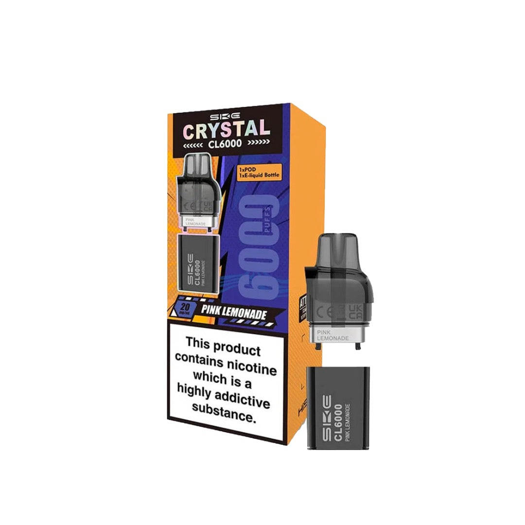 SKE Crystal CL6000 20mg Replacement Prefilled Pods 2ml 1200 Puffs - 2 Pcs