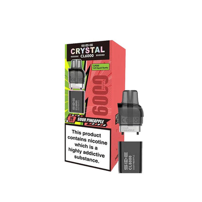 SKE Crystal CL6000 20mg Replacement Prefilled Pods 2ml 1200 Puffs - 2 Pcs