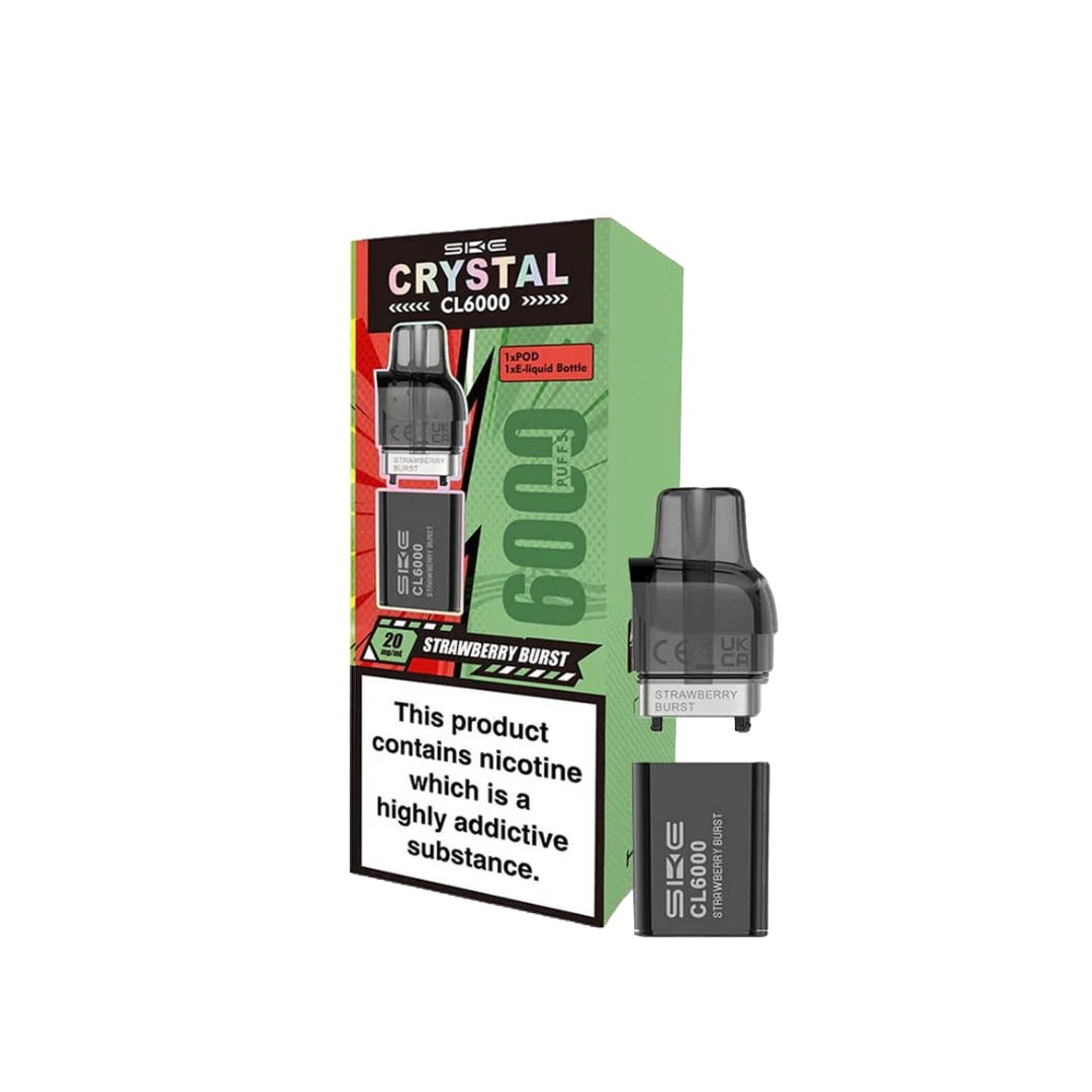SKE Crystal CL6000 20mg Replacement Prefilled Pods 2ml 1200 Puffs - 2 Pcs