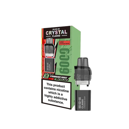 SKE Crystal CL6000 20mg Replacement Prefilled Pods 2ml 1200 Puffs - 2 Pcs