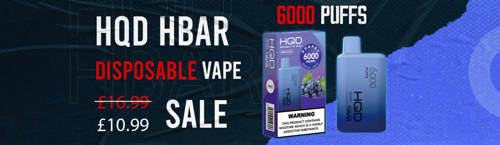 HQD HBAR Disposable Vape Device 6000 Puffs 0mg